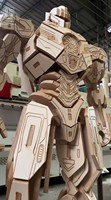 Patung Mecha Kayu Ukuran Besar CNC Cut, Rakitan DIY Model Robot Kayu 3D untuk Dekorasi Toko Pameran, Seni Patung Kayu Kustom
