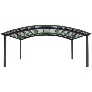 Abri de voiture moderne en acier à toit plat, imperméable, avec structure thermolaquée, pour 2 voitures, abri de stationnement extérieur - Product Image 4