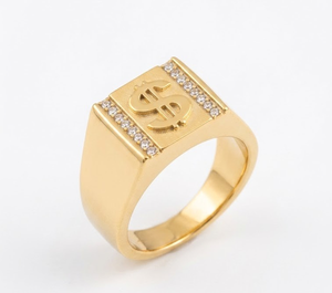 Trendy Gold Plated Copper and Brass Men's <b>Finger</b> <b>Ring</b> Classic Fashion Jewelry for Wedding Anniversary Festival Party Daily Wear - Product Image 1