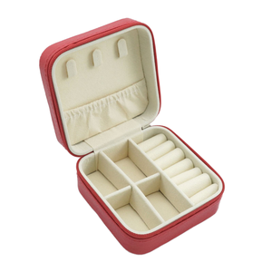 Estuche de Joyería Portátil Cuadrado con Cierre, Caja de Almacenamiento de Joyas de Cuero PU con Múltiples Compartimentos para Aretes, Anillos y Collares - Product Image 1