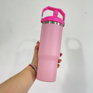 Vaso Térmico de Acero Inoxidable con Aislamiento al Vacío, con Pajita Antiderrames, Recubrimiento en Polvo <span class=keywords><strong>Rosa</strong></span> <span class=keywords><strong>Camelia</strong></span>, Capacidad de 30 oz, para Bebidas Frías - Product Image 2