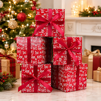 Boîte cadeau de Noël haut de gamme personnalisée, boîte cadeau pour la veille de Noël, décorée de rubans, style carré, prend en charge l'impression de logos