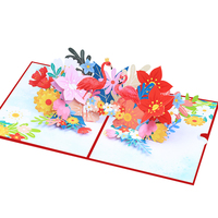 Vente en gros personnalisé Flamingo Pop up 3D Carte Anime Style Carte de voeux de mariage Valentine Enveloppe en papier Cadeau