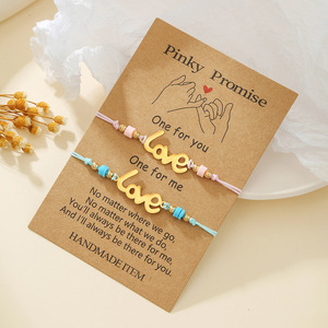 Conjunto de pulseras Pinky Promise para parejas, amuleto de amor, joyería hecha a mano de acero inoxidable para amantes, regalo unisex - Product Image 2