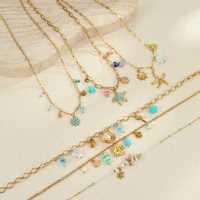 Collier tendance en acier inoxydable avec chaîne en bambou, motif étoile de mer, style Océan, pour l'été, inspiré de la mode européenne et américaine