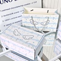 Coffret Cadeau Ailes d'Ange Bleu Clair avec Sac Cadeau Assorti Rayé Étoile Note de Musique – Emballage Portable pour Anniversaire et Baby Shower