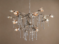 Lustre de plafond élégant de style américain, en cristal, design de créateur, pour cuisine, restaurant, luminaire suspendu en forme de branche d'arbre, feuille, fleur