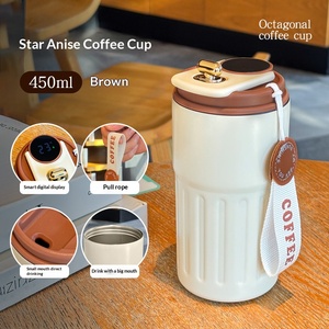 Gobelet isotherme en acier inoxydable pour l'été, tasse à café, gobelet à eau à double paroi avec affichage intelligent, personnalisable - Product Image 5