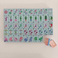 OMHJGO Set Ubin Mahjong Amerika Elegan Warna Jelly Pink Mutiara 160pcs Akrilik 3 Lapis Mahj untuk Permainan Catur Perjalanan Ubin Mah Jongg