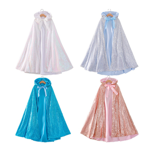 CM181 <span class=keywords><strong>Luxe</strong></span> <span class=keywords><strong>Elsa</strong></span> Anna Princesse Cape À Capuche Sequin Anniversaire Robe De Noël Cape Cape pour Filles Cosplay Costume - Product Image 3