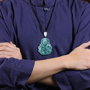 หยกธรรมชาติสีน้ำเงินหยกเหลืองจัมบาลาจี้หยกเทพเจ้าแห่งความมั่งคั่ง UNISEX สไตล์จีนดั้งเดิมดีไซน์ FG70 - Product Image 3