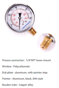 스테인레스 스틸 충격 방지 압력 게이지 공기 압력 게이지 펌프 밸브 계기 수압 유압 - Product Image 3