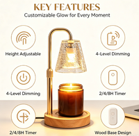 Lampe chauffe-bougie (lot de 2) avec minuterie et variateur d'intensité, hauteur réglable