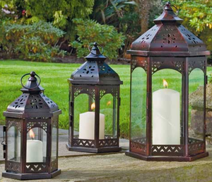 Juego de 3 farolillos marroquíes para decoración de boda de metal reutilizables colgantes de hierro negro mate - Product Image 3