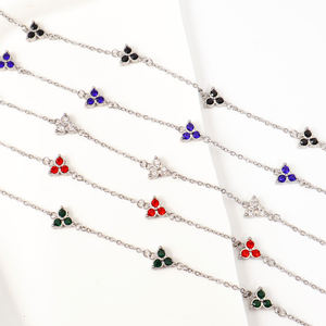 Olivia Trendy mavi kırmızı renkli zirkon bilezik paslanmaz çelik 18k altın kaplama moda erkekler kadınlar için su geçirmez bilezik - Product Image 5