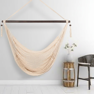 Silla Colgante Hecha a Mano con Barra Separadora de Madera, Cuerda de Algodón Mezclado, Silla Colgante de Macramé para Interiores, Exteriores y Jardín - Product Image 3