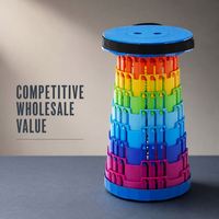 Tabouret Rond Pliable en Plastique, Siège Télescopique à Hauteur Réglable pour Exposition, Lavage de Voitures, Salle d'Exposition, Usine, Fourniture Industrielle
