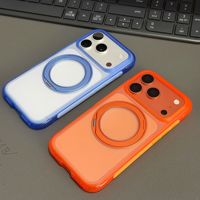 Étui magnétique de luxe avec support anneau dissimulé compatible iPhone 18 17 Pro Max, coque givrée antichoc avec airbag