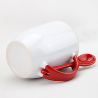 Juego de regalo de gran oferta con mango de dos tonos de impresión completa personalizada, Taza de cerámica de Color café con cuchara