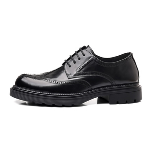 Chaussures Richelieu en Cuir pour Hommes – Style Britannique Premium pour Affaires, Semelle Épaisse, Cuir Pleine Fleur - Product Image 1