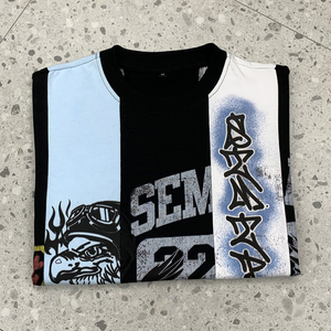 Camiseta Personalizada de Streetwear con Serigrafía, Estilo Oversize, Corta, con Parches, Diseño Gráfico, de Algodón para Hombre - Product Image 6