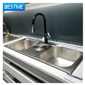 <span class=keywords><strong>Double</strong></span> bol profond <span class=keywords><strong>en</strong></span> acier inoxydable 201 ss, corbeille centrale, évier de cuisine, lavage à main - Product Image 1