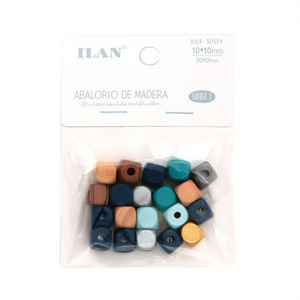 Perles en bois Ilan 10x10mm carrées, couleurs Morandi, pour la création de bijoux - Product Image 1