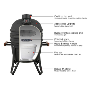 SEB PN 16" Griglia Kamado Moderna in Ceramica con Controllo Touch in Acciaio Inox, Superficie Antiaderente, Affumicatore a Carbone Versatile <span class=keywords><strong>per</strong></span> Cucina all'Aperto - Product Image 4