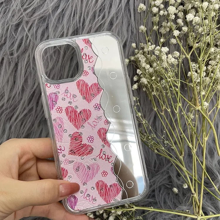 Hot Shockproof Printed Colorful Flower Cell Phone Case With Mirror For Iphone