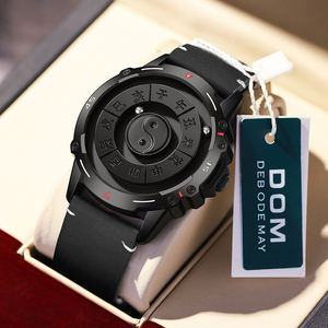 Montre magnétique DOM 1737 pour homme, design créatif à aiguille rotative, montre à quartz pour homme, montre de luxe pour homme, bracelet en cuir véritable - Product Image 4