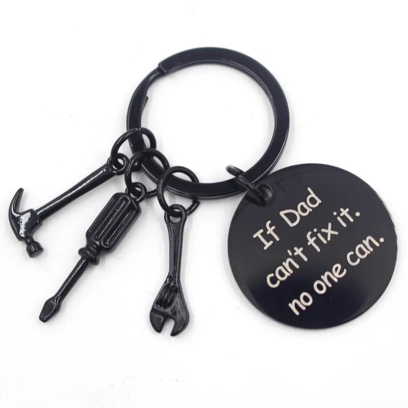 Mini Tool Father's Day Car Keyring Color if dad can not fix it Letter Key Chains Promotional Product Father Gift KeyChain