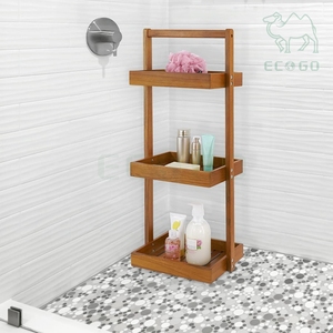 Étagère de rangement d'angle en bambou creux pour cuisine et salle de bain avec poignée - Product Image 2
