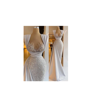 Vestido Maxi Satinado Ruby Radiance 2026, de un Solo Hombro, Cuello Alto, Línea A, con Cuentas, para Fiesta Formal de Noche, Elegante para Mujer - Product Image 1