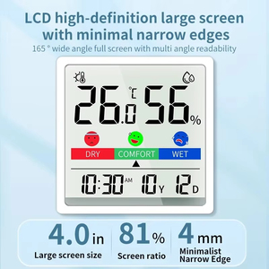 เครื่องวัดอุณหภูมิและความชื้นแบบดิจิตอล LCD พร้อมปฏิทิน สำหรับใช้ภายในและภายนอกอาคาร นาฬิกาตั้งโต๊ะสำหรับสำนักงาน ขายส่ง - Product Image 3