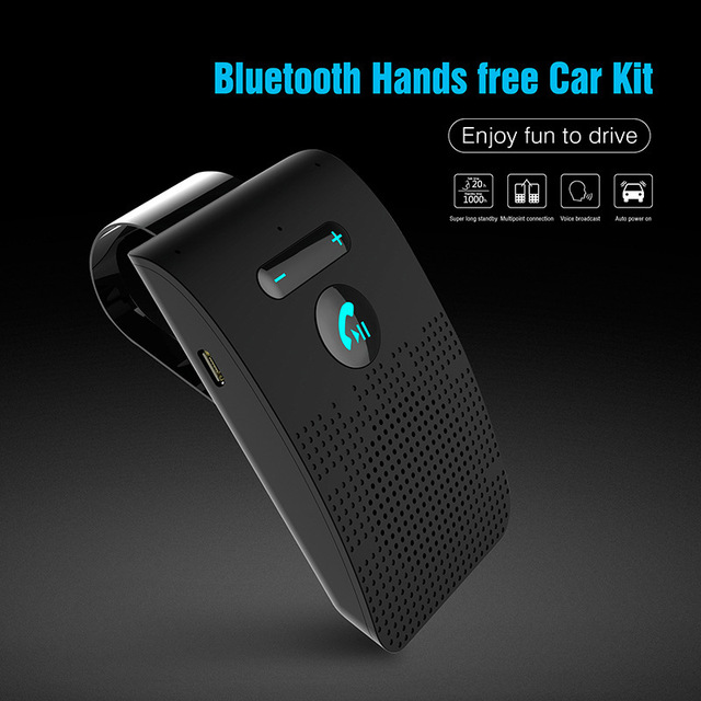 SP09 Small Sun Visor Clip Style Multipoint for V4.2 Speakerphone Handsfree Call Wireless Car Kit USB Connection MP3 Player