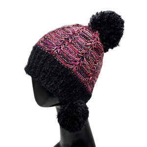 หมวกบีนนี่ฤดูหนาวสไตล์ลำลองทำจากไต้หวันพร้อมแผ่นปิดหูปอมปอมแผ่นหนังพิมพ์ลายดีไซน์คริสต์มาสของขวัญ - Product Image 1