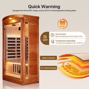 Sauna de Infrarrojos Compacta para 1 Persona, 1.3KW, con Control de Tiempo y Temperatura, para Uso en Interiores, Disponible en EE. UU. - Product Image 2