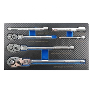 ชุดประแจหัวงอ 6 ชิ้น ขายดี 72 ฟัน ขนาด 1/4" 3/8" 1/2" 180 องศา ประแจวงล้อหัวหมุนพร้อมก้านต่อขยาย - Product Image 1