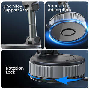 Nouveaux produits <span class=keywords><strong>360</strong></span> rotation aspiration sous vide support pour téléphone en alliage de Zinc sous vide magnétique Adsorption support pour téléphone pour salle de sport voiture mur verre - Product Image 4