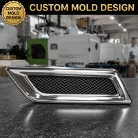 Grille de ventilation latérale automobile en ABS injecté, avec cadre chromé poli et insert en maille noire à grille diagonale, garniture extérieure