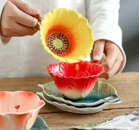 Ensemble tasse à café et soucoupe en céramique rose vintage de luxe - Tasse à thé élégante en porcelaine florale avec cuillère pour cadeau à domicile