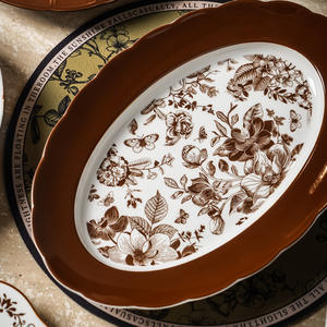 Service de table en céramique motif floral, style simplicité moderne, compatible micro-ondes, 20-30 Yuan, ensemble cadeau bol et assiette pour nouvelle maison - Product Image 3
