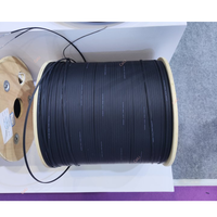 Carrete de fibra óptica FTTH para exteriores de 2 núcleos con miembro de fuerza de alambre de acero G657A1, 500m, 1KM, 2KM