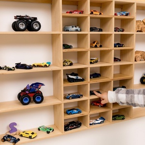 ชั้นวางรถของเล่น 1:64 ตู้โชว์รถแบบไดแคสต์ ตู้เก็บของติดผนังไม้ - Product Image 4