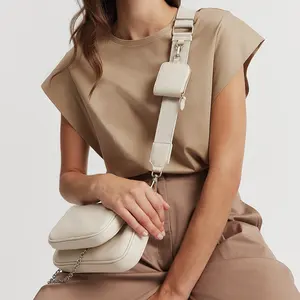Custom Brand Luxury Quality Fashion Womens Shoulder Bags Vegan Leather Double Pouch Crossbody Bag OEM ODM Ladies Messenger Bags