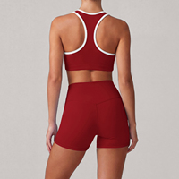 Ensemble de yoga 2 pièces pour femme, grande taille, mode hiver, soutien-gorge de sport et short de cyclisme, taille haute élastique, extensible, en nylon/spandex