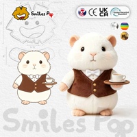 Boneka Hamster Pelayan Kustom Super Lembut dengan Nampan Kopi, Aman, Tidak Beracun, Bersertifikat CE UKCA, Pereda Stres, Dilapisi UV, Logo Kustom