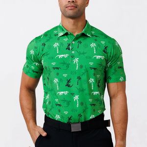 Chemise de golf de haute qualité, style vintage, imprimée et brodée, séchage rapide, tissu extensible haute performance, matière Spandex/Polyester - Product Image 3