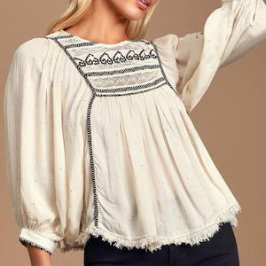 Ultime designer <span class=keywords><strong>camicette</strong></span> di cotone bianco del ricamo <span class=keywords><strong>camicette</strong></span> elegante delle signore casual top <span class=keywords><strong>camicette</strong></span> 2020 - Product Image 2
