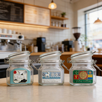 Pot en verre carré de 220 ml avec couvercle à clip hermétique, boîte à café pour café lyophilisé, grains de café, vente en gros directe d'usine